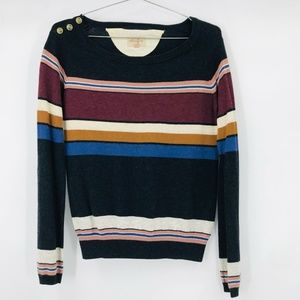 Wilfred Free Lightweight Crewneck Sweater Striped Gray Blue Size Small